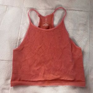 High neck, ribbed, cropped tank